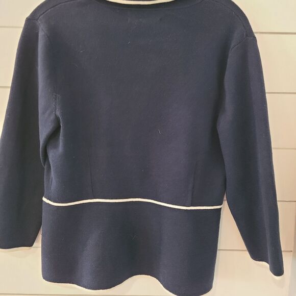 Jones Of New York Navy Sweater with White Trim - Picture 5 of 6